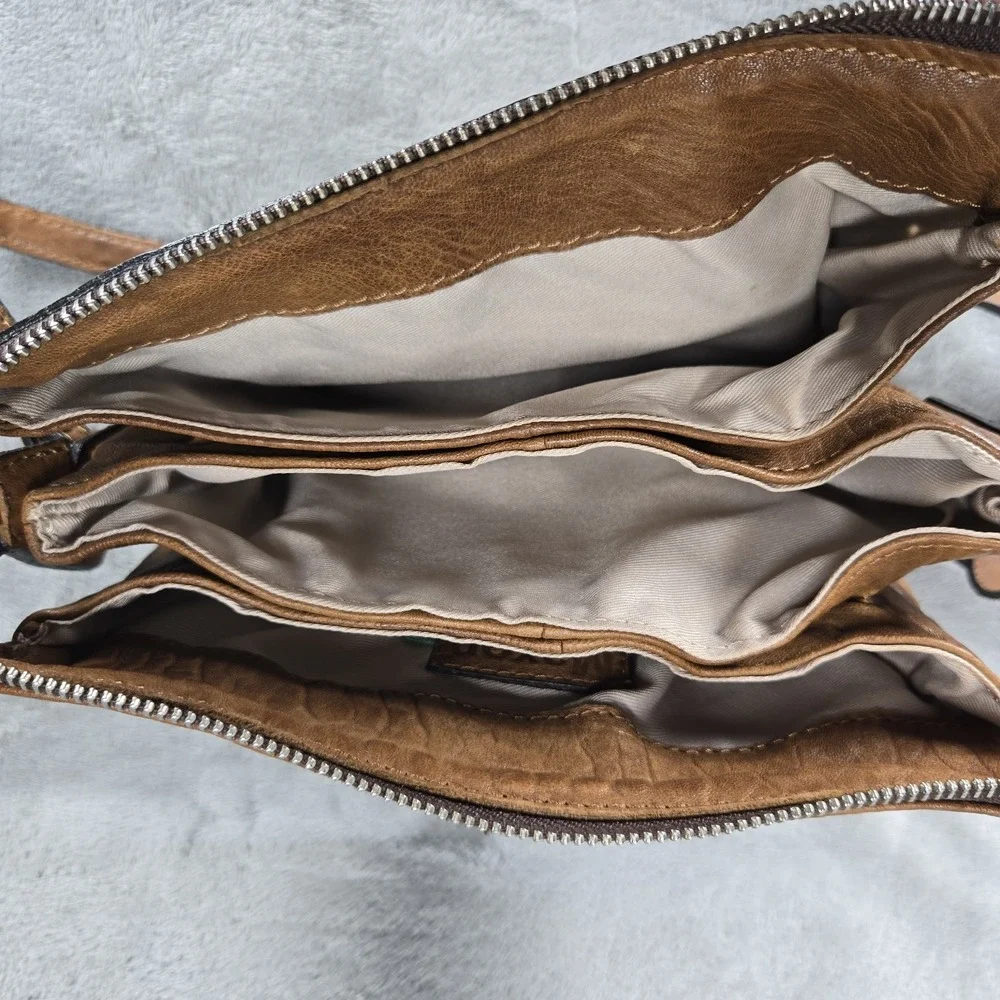 Maxon Collection Italian‎ Leather Woven Crossbody Bag Boho Brown Pockets Vintage